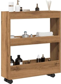 855249 vidaXL Тясна количка за съхранение 3 нива дъб артизан инженерно дърво