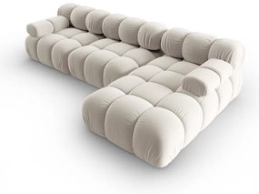 Бежов кадифен модулен ъглов диван (десен ъгъл) Bellis – Micadoni