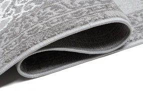 Ексклузивен дизайнерски интериорен килим в бяло и сиво с шарка Ширина: 80 см | Дължина: 150 см