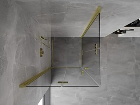 Mexen Mist-F Duo сгъваема душ кабина 90 x 90 см, прозрачна, четкано злато - 8A6-090L-090P-55-00