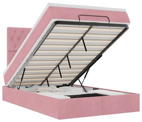 3314383 vidaXL Османска легло с матраци и LED, розово, 120x190 см, кадифе
