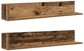 860047 vidaXL Стенни рафтове 2 бр старо дърво 100x16,5x16,5см инженерно дърво