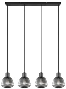 Черно висящо осветително тяло със стъклен абажур ø 15 cm Tarifa – Trio