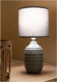 Сива керамична настолна лампа с текстилен абажур (височина 30,5 cm) Points – Mauro Ferretti