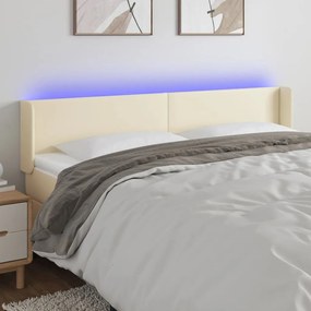 3123066 vidaXL LED горна табла за легло, кремава, 203x16x78/88 см