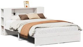 3322364 vidaXL Легло с етажерка за книги, без матрак, 160x200 см, бор масив