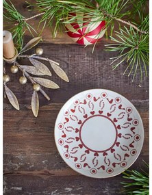 Кремава десертна глинена чиния с коледен мотив ø 16 cm Jolly – Bloomingville