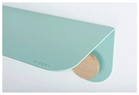 Стенен рафт от зелена стомана с детайли от дъбово дърво с 2 куки, дължина 70 см Hook - Gazzda