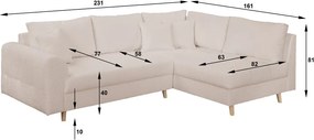 Бежов ъглов диван от плат букле (десен ъгъл) Ariella - Ropez