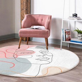 Бял кръгъл килим подходящ за пране и за прахосмукачки роботи ø 120 cm Comfort – Mila Home