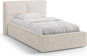 Бежово единично легло 90x200 cm тапицирано с място за съхранение с включена подматрачна рамка Darren – Micadoni
