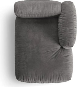 Сив кадифен модул за диван (десен ъгъл) Martina – Micadoni