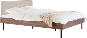 Двойно легло 180x200 cm тапицирано/ПДЧ от декор от орех с включена подматрачна рамка в тъмно естествен цвят Streiko – noo.ma