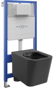 Mexen комплект с вградена тоалетна Fenix Slim с тоалетна чиния Teo, черен мат - 6103385XX85