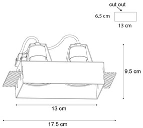 Комплект от 6 вградени прожектора бели GU10 50mm 2-светлинни без рамка - Oneon