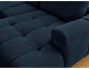 Тъмносин сгъваем/с място за съхранение ъглов диван (ляв ъгъл/U форма) Fuji – Bobochic Paris