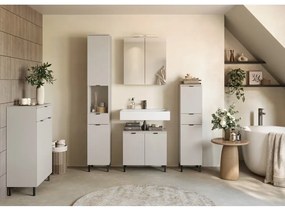 Кремав стенен шкаф за баня с огледало 60x71 cm Arcena – Germania