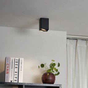 Дизайнерски повърхностно монтиран прожектор черен GU10 70 мм, въртящ се и накланящ се - Vox