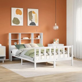 3321693 vidaXL Легло с етажерка за книги, без матрак, 120x190 см, бор масив