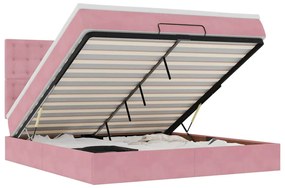 3314479 vidaXL Османска легло с матраци и LED, розово, 160x200 см, кадифе