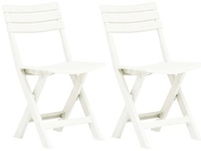 48786 vidaXL Сгъваеми градински столове, 2 бр, пластмаса, бели