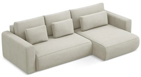 Бежов разтегателен ъглов диван с място за съхранение (десен ъгъл) Kapua – Makamii