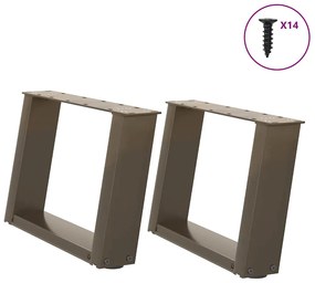 4012743 vidaXL Крака за масичка за кафе, U-образни, 2 бр., естествена стомана, 40 x (30-31) см, стомана