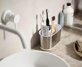 Стойка за четки за зъби от неръждаема стомана в сребрист цвят Duo Steel – Joseph Joseph