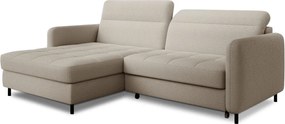 Бежов разтегателен ъглов диван с място за съхранение от букле (ляв ъгъл) Gomsi – ELTAP