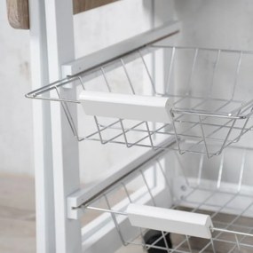Сервизна количка с разтягащ се плот Kesper 25817, 2 сгаваеми плота, Спирачки на колелцата, Бял/кафяв
