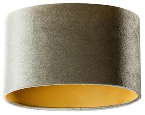 Кадифена абажура зелена със златно вътрешно покритие овална 25/16/15