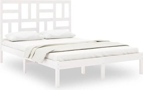 3105951 vidaXL Рамка за легло, бяла, дърво масив, 140x200 см