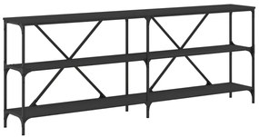 832858 vidaXL Конзолна маса, черна, 200x30x75 см, инженерно дърво и желязо