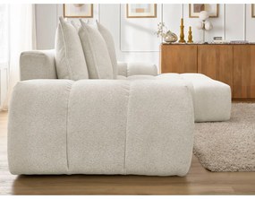 Бял шенилов сгъваем/с място за съхранение ъглов диван (десен ъгъл) Everest – Bobochic Paris