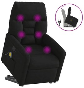 3303097 vidaXL Изправящ масажен наклоняем стол, черен, микрофибърен текстил
