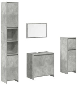 3324849 vidaXL Комплект мебели за баня от 4 части бетонно сив инженерно дърво