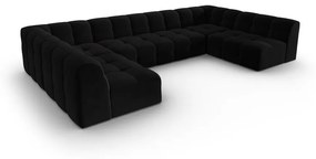 Ъглов диван от черно кадифе (U-образен) Kendal - Micadoni Home
