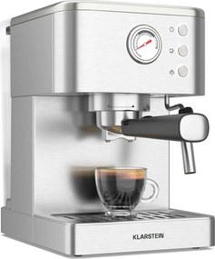 Klarstein SteelPresso кафемашина с портафилтър, Компактен, 20 bar, Машина за пара, Нагреваема плоча