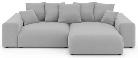 Светлосив разтегателен ъглов диван с място за съхранение (променлив) Luma – Ropez