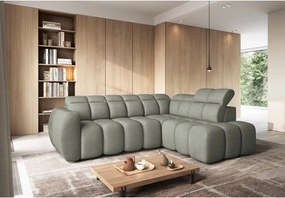 Сиво-зелен разтегателен ъглов диван с място за съхранение от букле (десен ъгъл L форма) Falconn – ELTAP