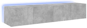 837288 vidaXL Стенни ТВ шкафове с LED лампи, 2 бр, бетонно сиви, 80x35x31 см