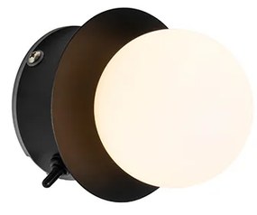 Стенна лампа черна IP44 с превключвател - Cederic