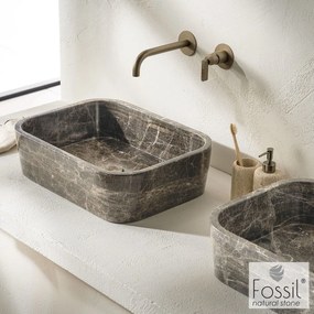 Мраморен умивалник Gaia Fossil-Тъмно сиво-Дължина: 50 cm