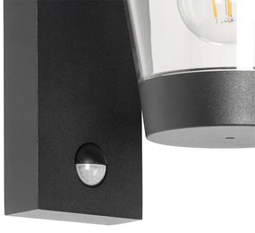 Външна стенна лампа черна IP44 с датчик за движение - Joren
