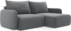 Сив кадифен сгъваем/с място за съхранение ъглов диван (десен ъгъл) Kalena – Makamii
