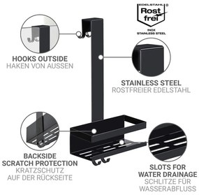 Черен висящ рафт за баня от неръждаема стомана Bribano – Wenko