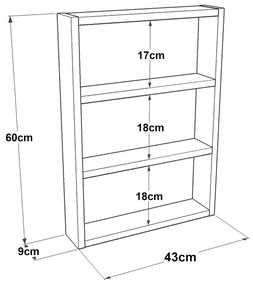 Lappajärvi кухненски рафт с 3 рафта 60 x 43 x 9 см бетонен вид []