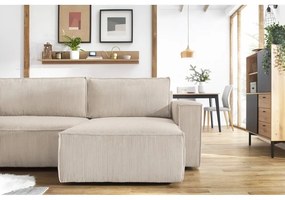 Бежов велурен U-образен разтегателен диван Nihad - Bobochic Paris