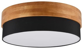 Черно и естествено осветително тяло за таван с текстилен абажур Seasons – Trio