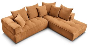 Шенилов ъглов диван в цвят горчица (десен ъгъл/L форма) Whesley – Bobochic Paris